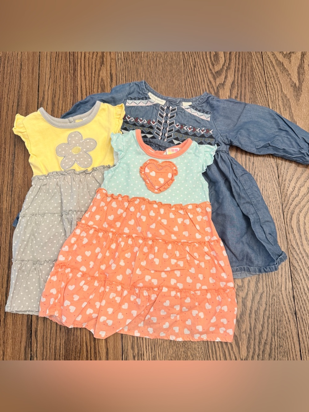 Baby Dress Lot (3) - 6-9 Mo. Embroidered- Healthtex / First Impressions EUC